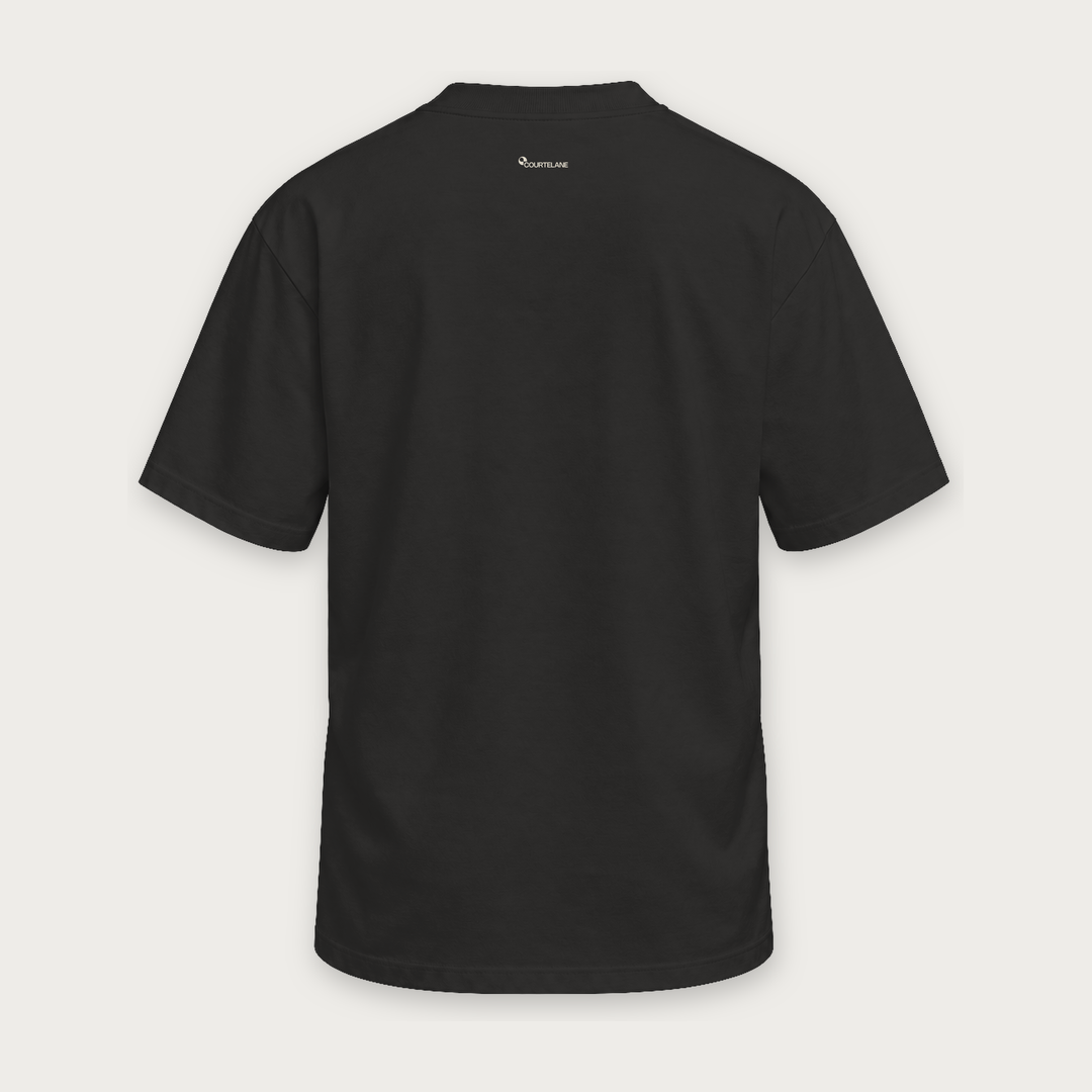 Sorry, I Have Pickleball tee by Courtelane in black, back view with small neck logo