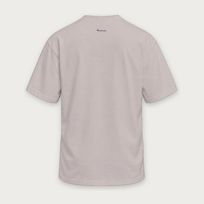 Play Move Connect Belong pickleball tee by Courtelane in stone, back view with small neck logo