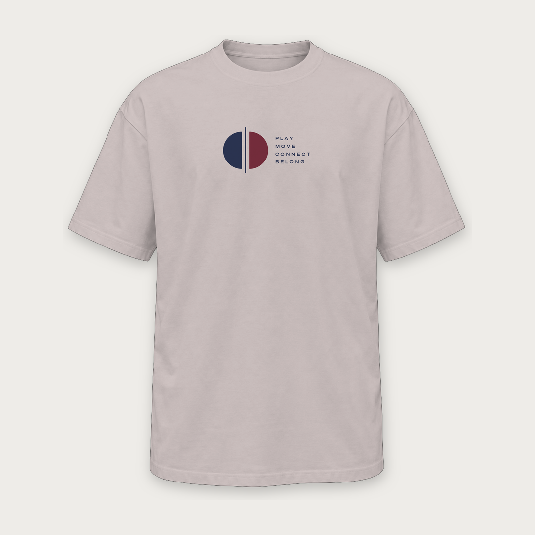 Play Move Connect Belong pickleball tee by Courtelane
