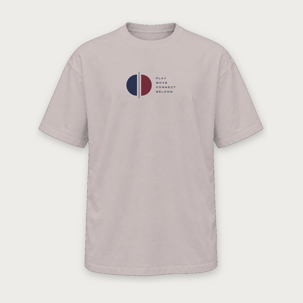 Play Move Connect Belong pickleball tee by Courtelane