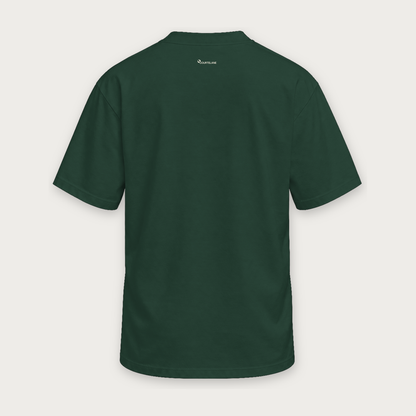 Court to Life pickleball tee by Courtelane in forest green, back view with small neck logo