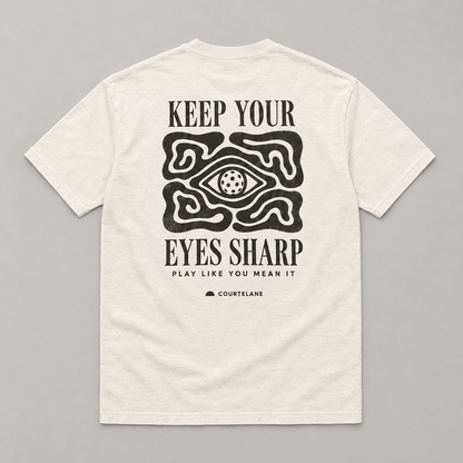 Keep your eyes sharp • The patient player pickleball tee by Courtelane