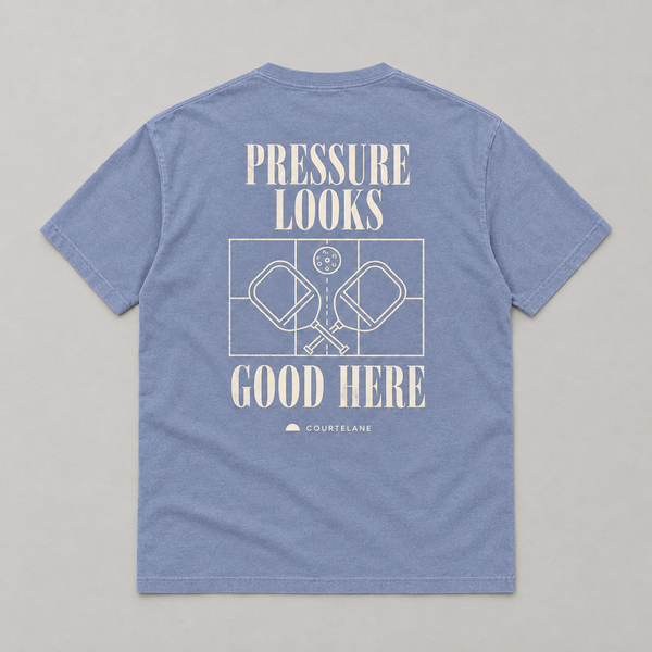 Pressure looks good here • Under pressure pickleball tee by Courtelane