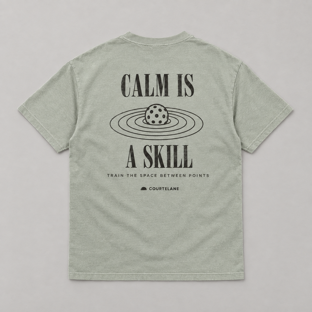 Calm is a skill • The reset pickleball tee by Courtelane