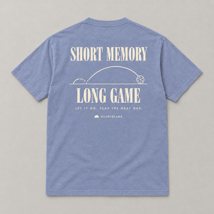 Short memory. Long game. • The reset pickleball tee by Courtelane